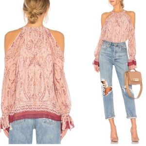 BCBGMAXAZRIA Cold Shoulder Halter Blouse